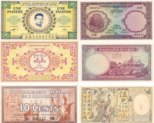 La piastre indochinoise divisée en cents est introduit par les premiers colons français en 1848.